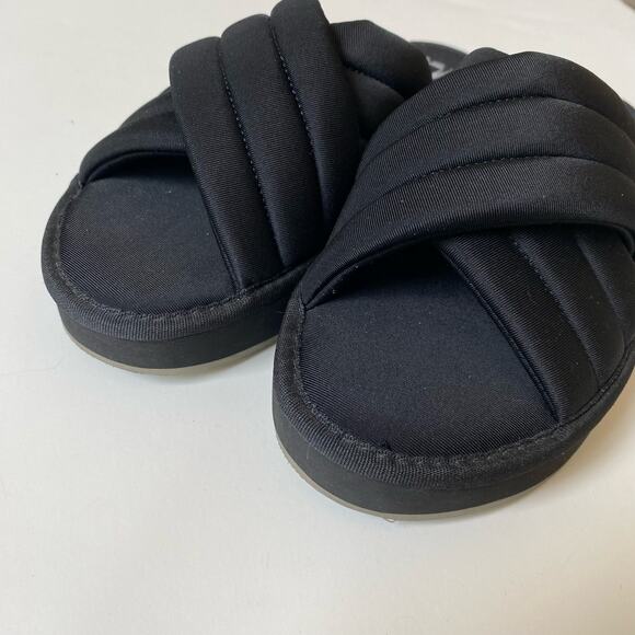 Hush Puppies Sunshine Puffer Slide Sandals Women 8M Black Platform Cross‎ Strap - Picture 3 of 8